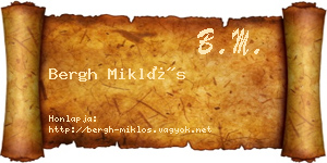 Bergh Miklós névjegykártya